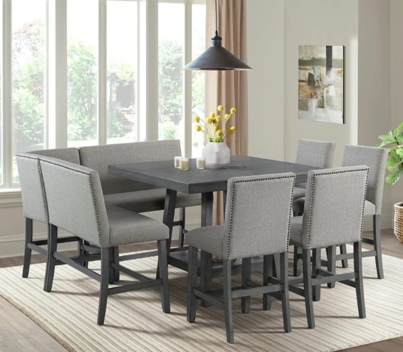 Elements International Seneca Counter Height Dining Chair (Set of 2) in Grey - Faith Furniture (Manhattan, KS)