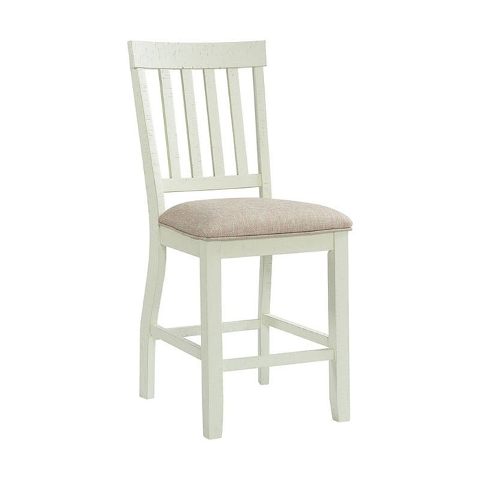 Elements International Stone Counter Height Slat Back Side Dining Chair (Set of 2) in White - Faith Furniture (Manhattan, KS)
