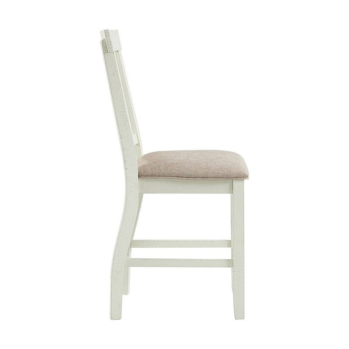 Elements International Stone Counter Height Slat Back Side Dining Chair (Set of 2) in White - Faith Furniture (Manhattan, KS)