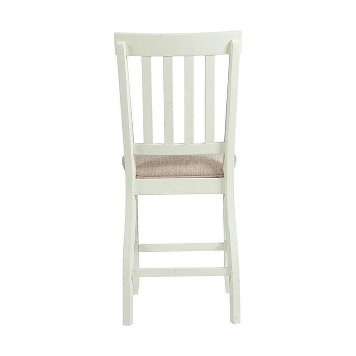 Elements International Stone Counter Height Slat Back Side Dining Chair (Set of 2) in White - Faith Furniture (Manhattan, KS)