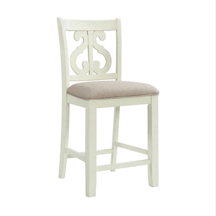 Elements International Stone Counter Height Swirl Back Side Dining Chair (Set of 2) in White - Faith Furniture (Manhattan, KS)