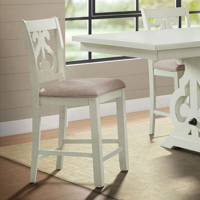 Elements International Stone Counter Height Swirl Back Side Dining Chair (Set of 2) in White - Faith Furniture (Manhattan, KS)