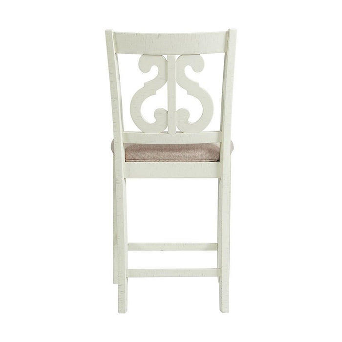 Elements International Stone Counter Height Swirl Back Side Dining Chair (Set of 2) in White - Faith Furniture (Manhattan, KS)