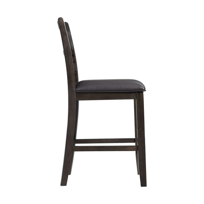 Amherst Counter Height Faux Leather Side Chair Set in Walnut of 2 - Faith Furniture (Manhattan, KS)
