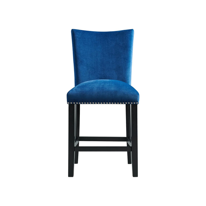 Francesca Blue Velvet Counter Height Chair Set of 2 - Faith Furniture (Manhattan, KS)