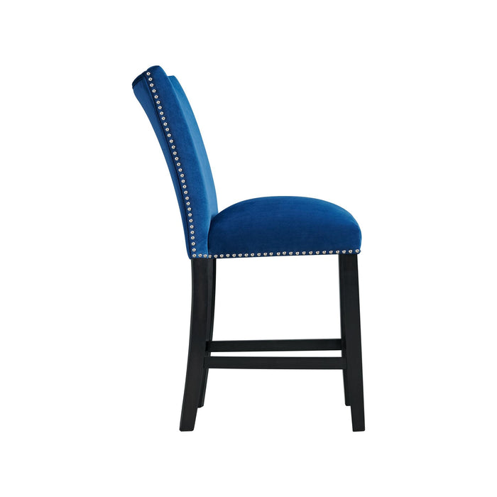Francesca Blue Velvet Counter Height Chair Set of 2 - Faith Furniture (Manhattan, KS)