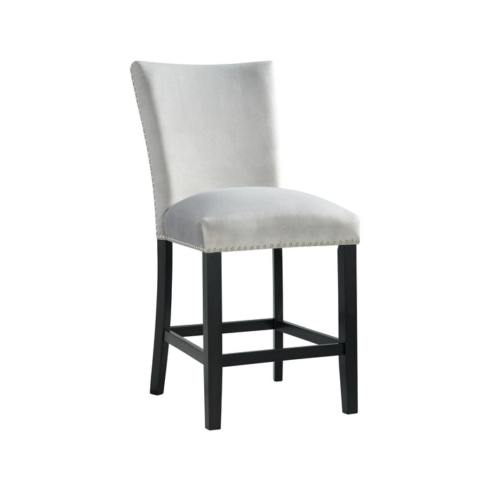 Francesca Gray Velvet Counter Height Chair Set of 2 - Faith Furniture (Manhattan, KS)