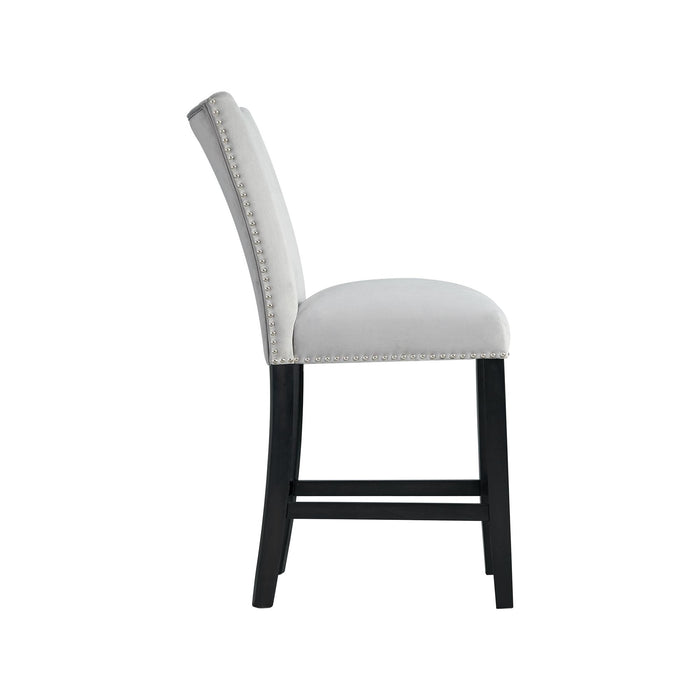 Francesca Gray Velvet Counter Height Chair Set of 2 - Faith Furniture (Manhattan, KS)