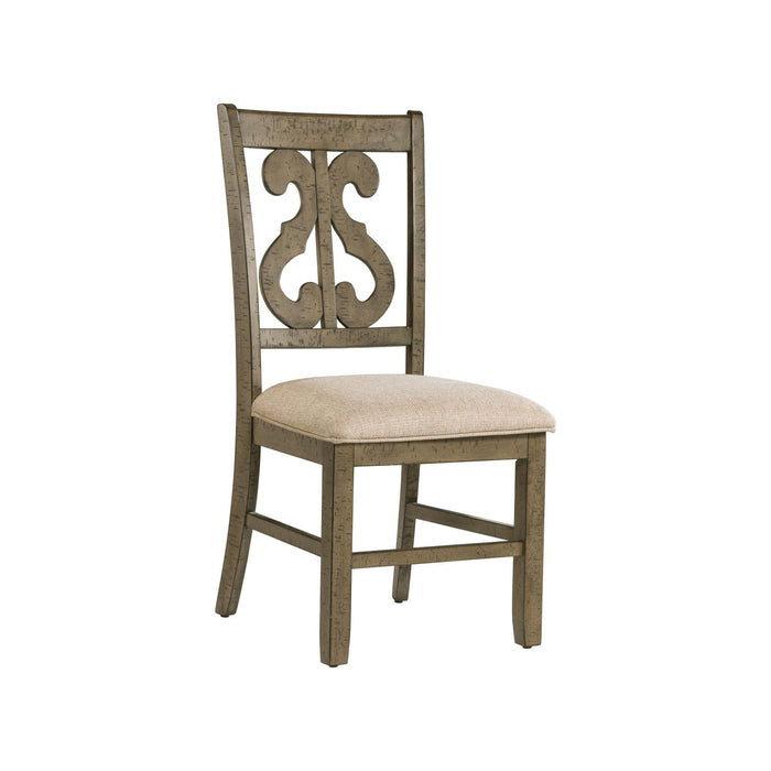 Stone Wooden Swirl Back Side Chair Set of 2 - Faith Furniture (Manhattan, KS)