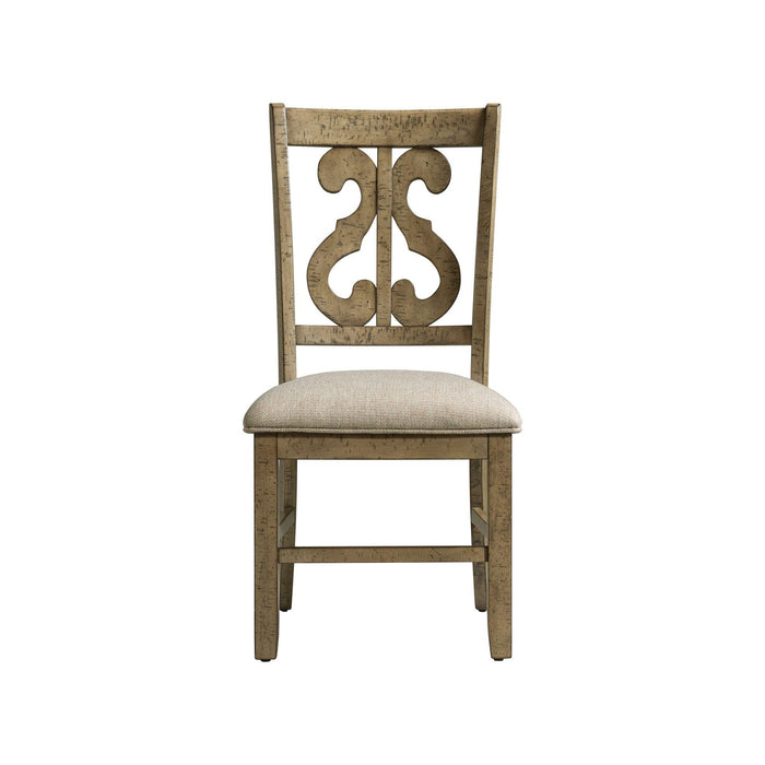 Stone Wooden Swirl Back Side Chair Set of 2 - Faith Furniture (Manhattan, KS)
