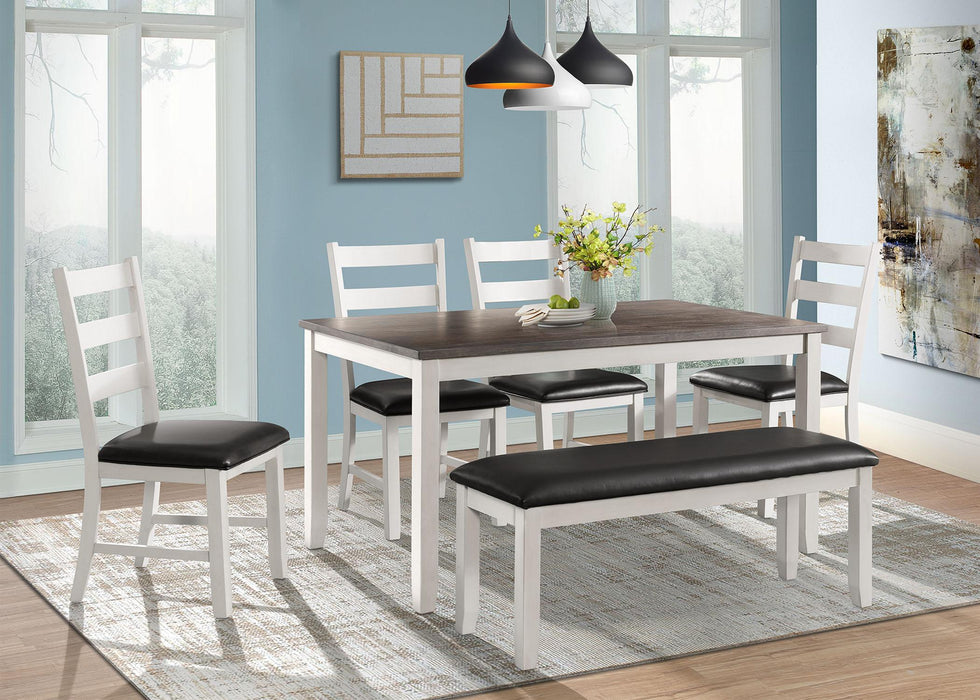 Martin Brown 6PC Dining Set-Table, Four Chairs & Bench - Faith Furniture (Manhattan, KS)