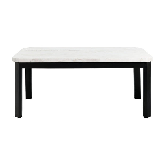 Elements International Francesca Rectangular Dining Table in White and Black - Faith Furniture (Manhattan, KS)