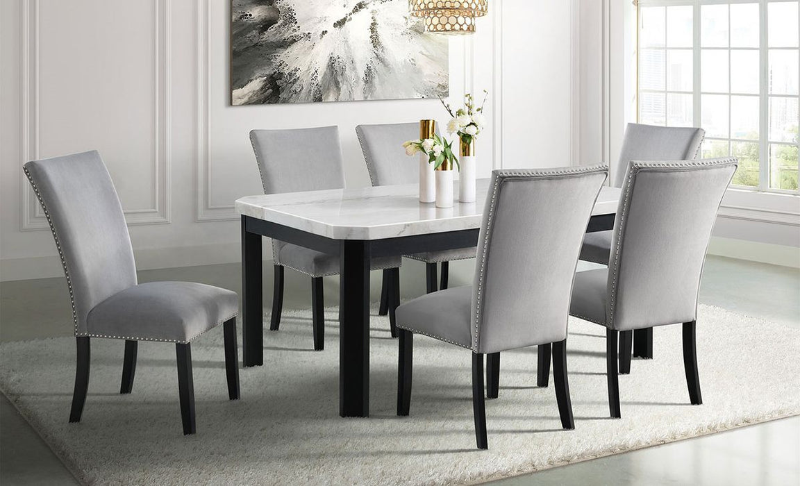 Elements International Francesca Rectangular Dining Table in White and Black - Faith Furniture (Manhattan, KS)