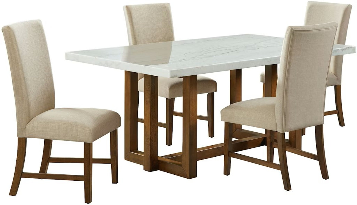 Elements International Morris Dining Table with Marble Top in Espresso - Faith Furniture (Manhattan, KS)