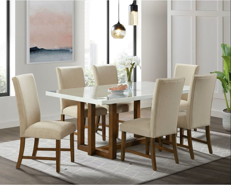 Elements International Morris Dining Table with Marble Top in Espresso - Faith Furniture (Manhattan, KS)