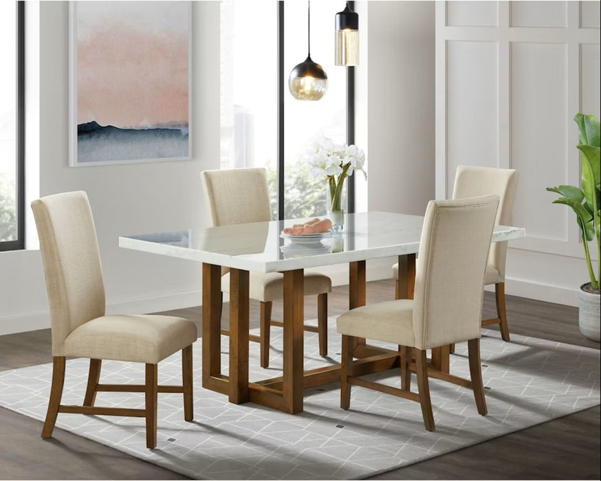 Elements International Morris Dining Table with Marble Top in Espresso - Faith Furniture (Manhattan, KS)