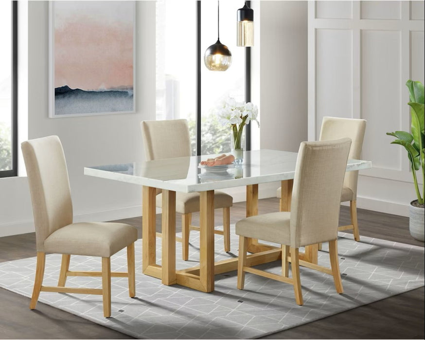 Elements International Morris Dining Table with Marble Top in Natural - Faith Furniture (Manhattan, KS)