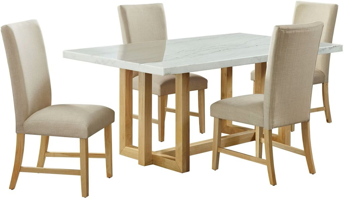 Elements International Morris Dining Table with Marble Top in Natural - Faith Furniture (Manhattan, KS)