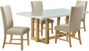 Elements International Morris Dining Table with Marble Top in Natural - Faith Furniture (Manhattan, KS)