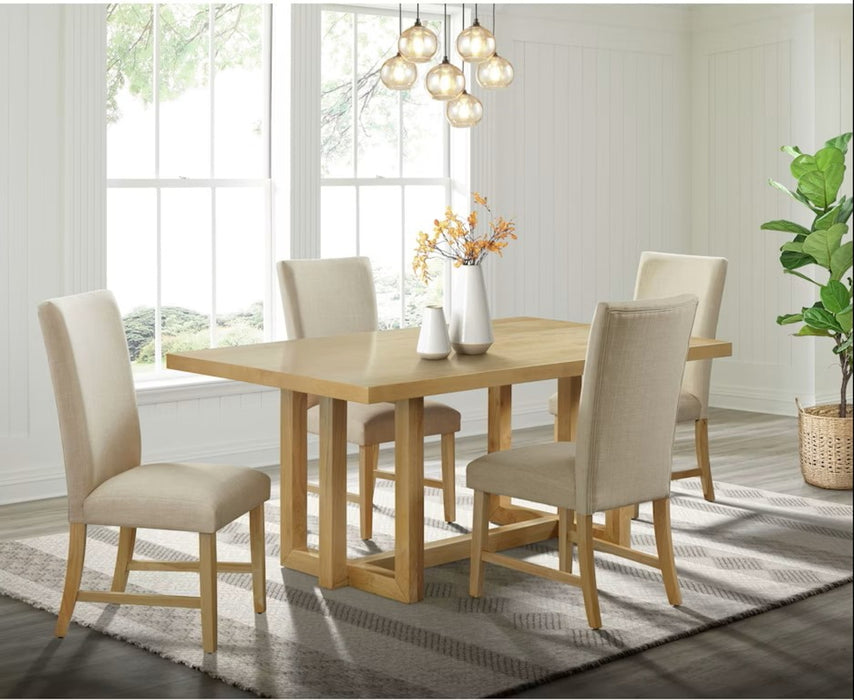 Elements International Morris Dining Table with Wood Top in Natural - Faith Furniture (Manhattan, KS)
