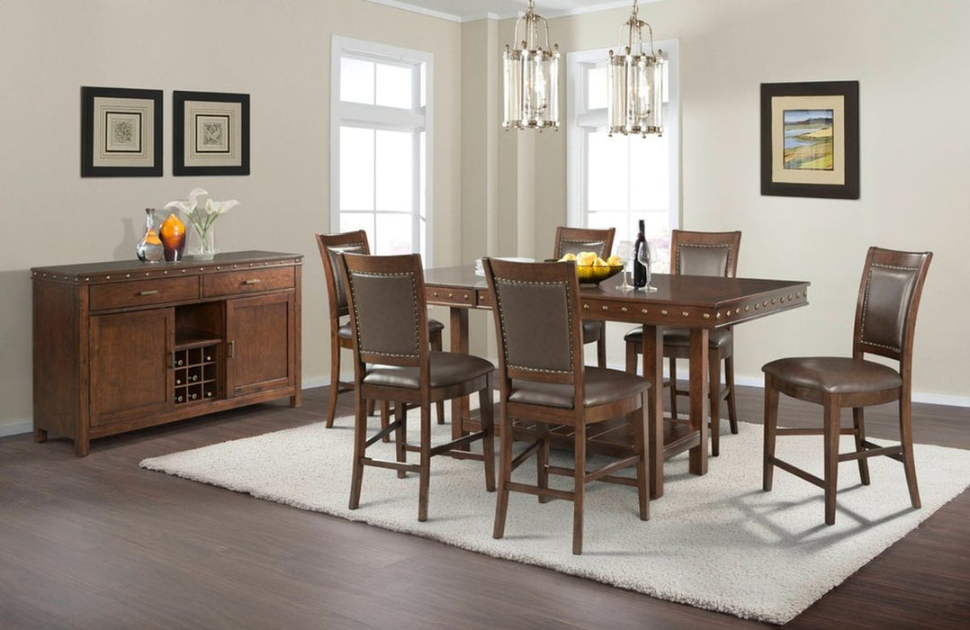 Elements International Prescott Counter Height Dining Table in Walnut - Faith Furniture (Manhattan, KS)