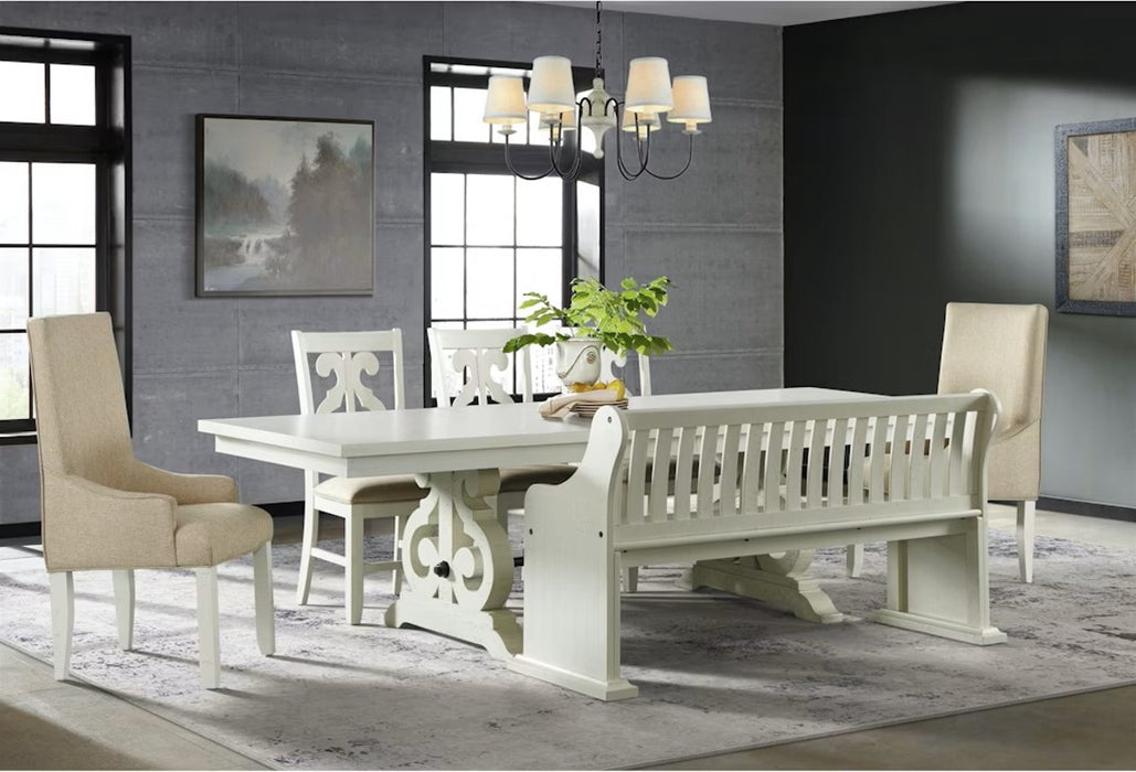 Elements International Stone Dining Table in White DST700DTC - Faith Furniture (Manhattan, KS)