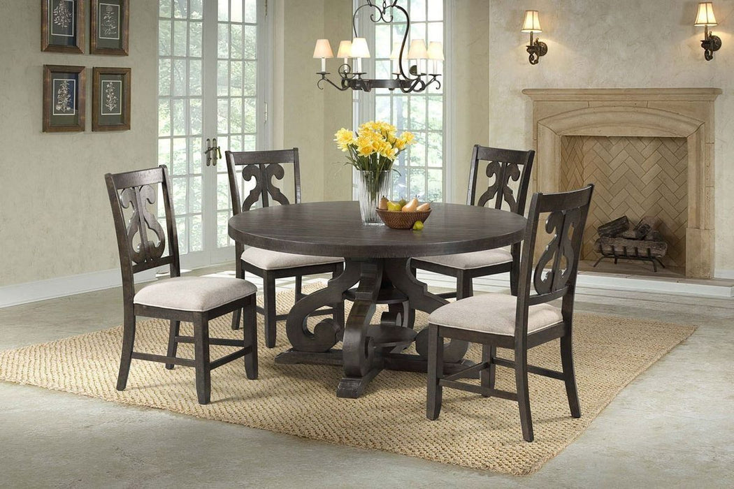 Elements International Stone Round Dining Table in Dark Ash - Faith Furniture (Manhattan, KS)