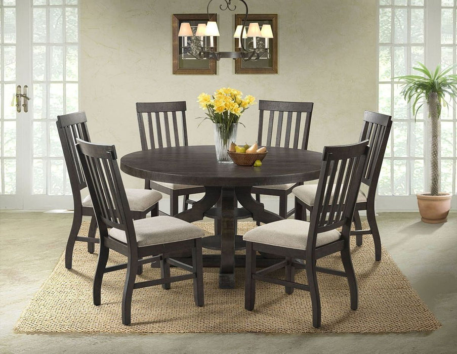 Elements International Stone Round Dining Table in Dark Ash - Faith Furniture (Manhattan, KS)