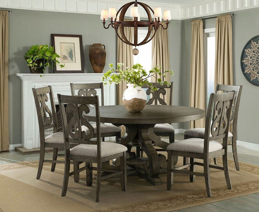 Elements International Stone Round Dining Table in Grey - Faith Furniture (Manhattan, KS)