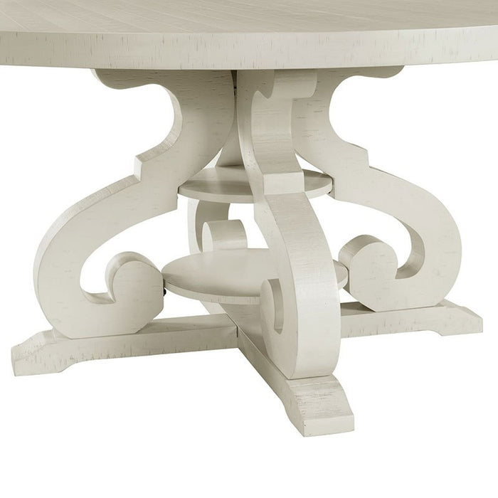 Elements International Stone Round Dining Table in White - Faith Furniture (Manhattan, KS)