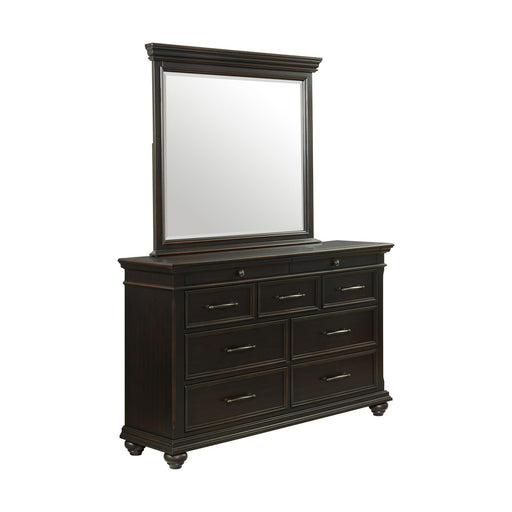 Slater 9-Drawer Dresser with Mirror in Black - Faith Furniture (Manhattan, KS)