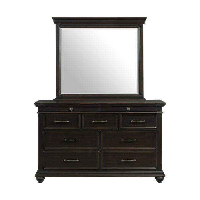Slater 9-Drawer Dresser with Mirror in Black - Faith Furniture (Manhattan, KS)
