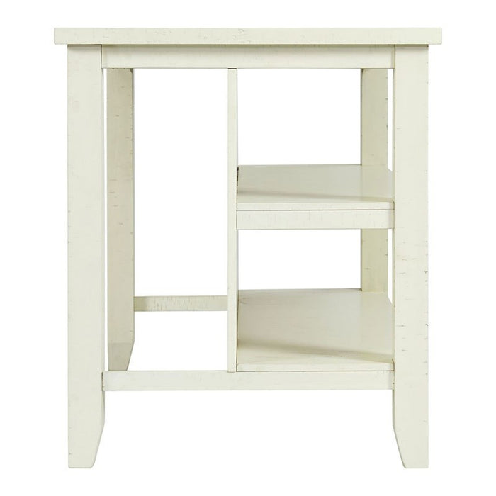Elements International Stone Kitchen Island in White - Faith Furniture (Manhattan, KS)