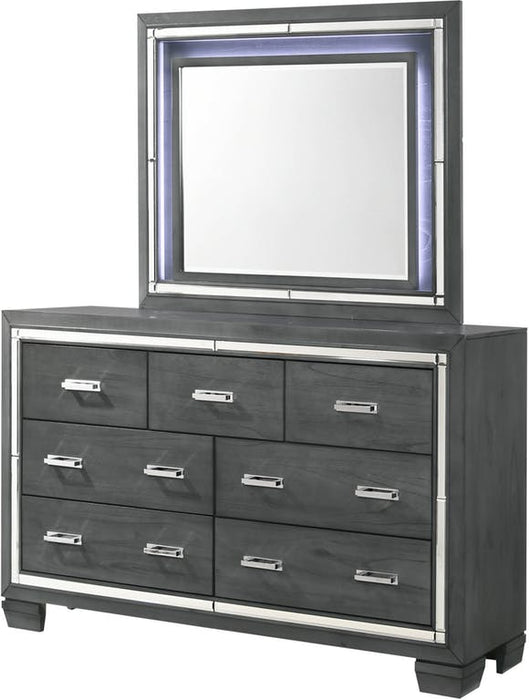 Elements International Titanium Mirror with LED Light in Gray - Faith Furniture (Manhattan, KS)