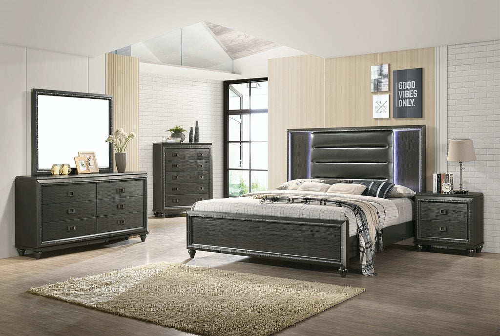 Elements International Moonstone 2 Drawer Nightstand in Black - Faith Furniture (Manhattan, KS)
