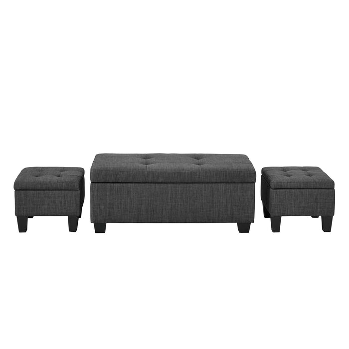 Ethan 3PK Storage Ottoman in Charcoal - Faith Furniture (Manhattan, KS)