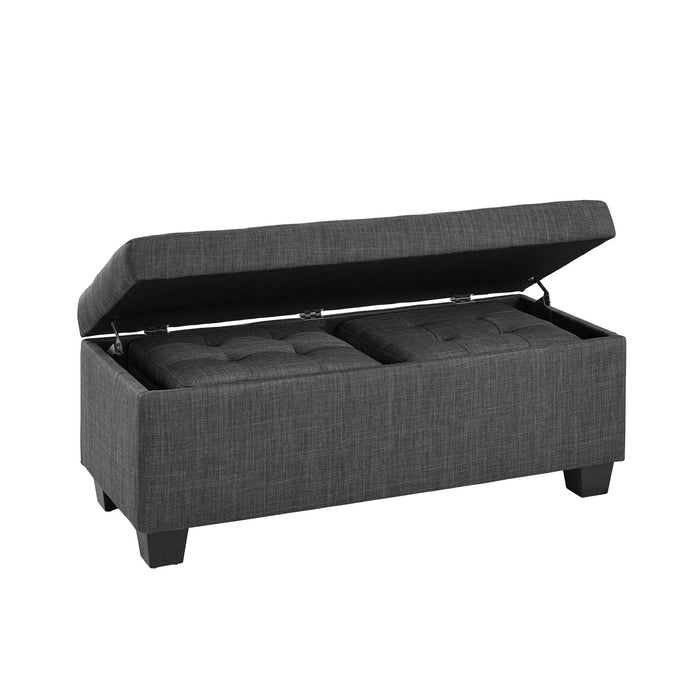 Ethan 3PK Storage Ottoman in Charcoal - Faith Furniture (Manhattan, KS)