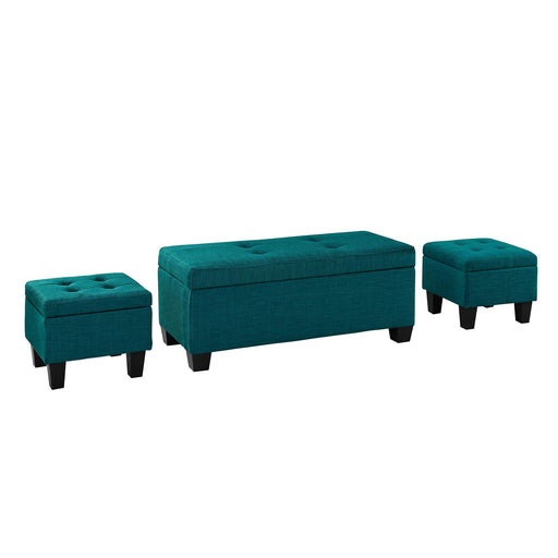 Ethan 3PK Storage Ottoman in Teal - Faith Furniture (Manhattan, KS)