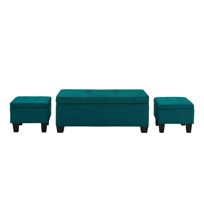 Ethan 3PK Storage Ottoman in Teal - Faith Furniture (Manhattan, KS)
