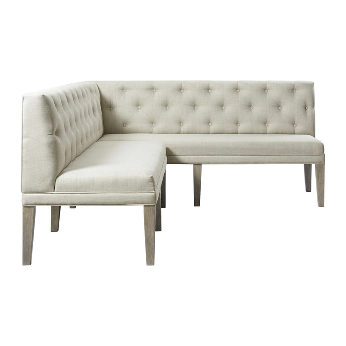 Elements International Collins Sectional Sofa Dining Set in Light Gray - Faith Furniture (Manhattan, KS)
