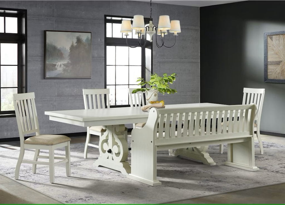 Elements International Stone Slat Back Side Dining Chair (Set of 2) in White - Faith Furniture (Manhattan, KS)
