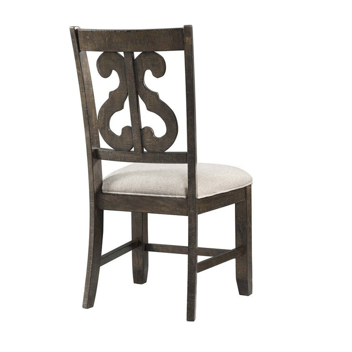 Elements International Stone Swirl Back Side Chair (Set of 2) in Cream/Dark Ash - Faith Furniture (Manhattan, KS)