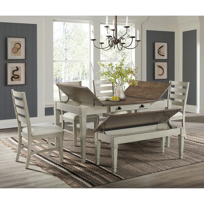 Farmington Rectangular Dining Table in Medium Brown and Washed Stone