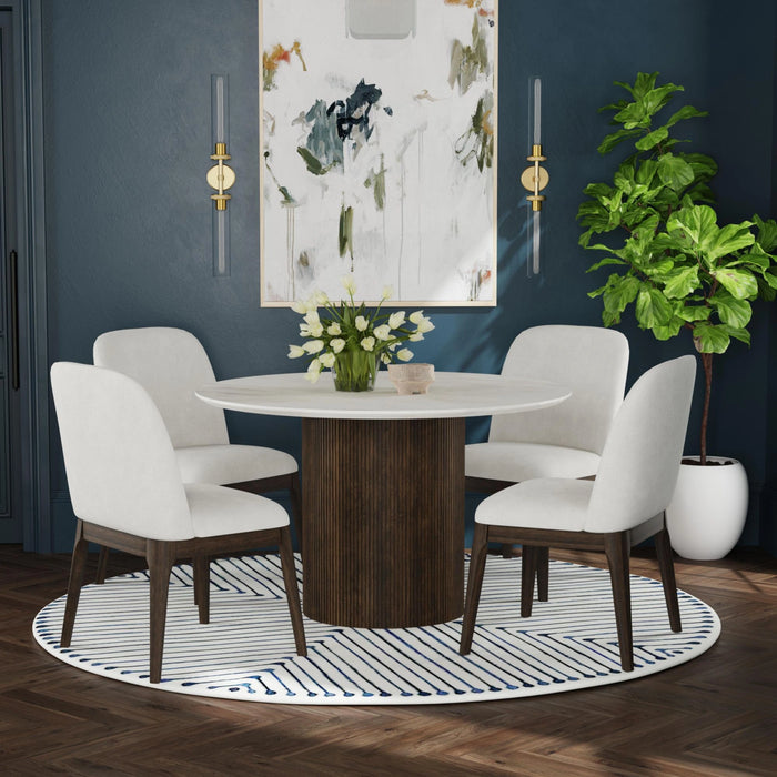 Sylvie 5PC Standard Height Dining Set in Dark Brown-Round Table and Four Chairs